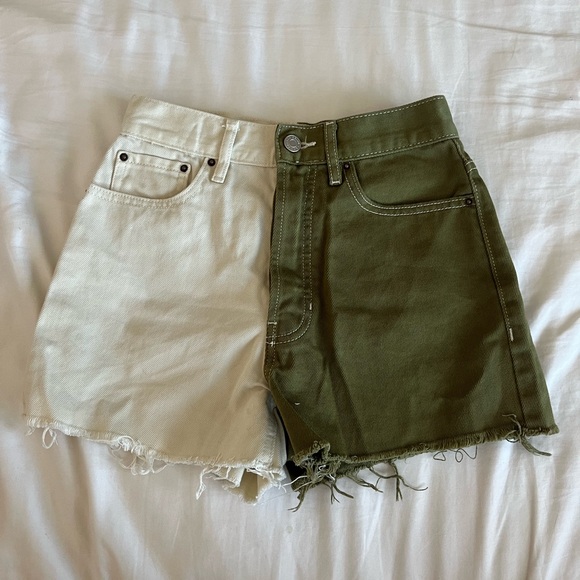 PacSun Pants - Pacsun green and white denim jean shorts